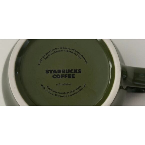 2007 Starbucks Green And White Embossed LEAF Tea CUP & SAUCER Coffee Mug 10 oz - Picture 7 of 7
